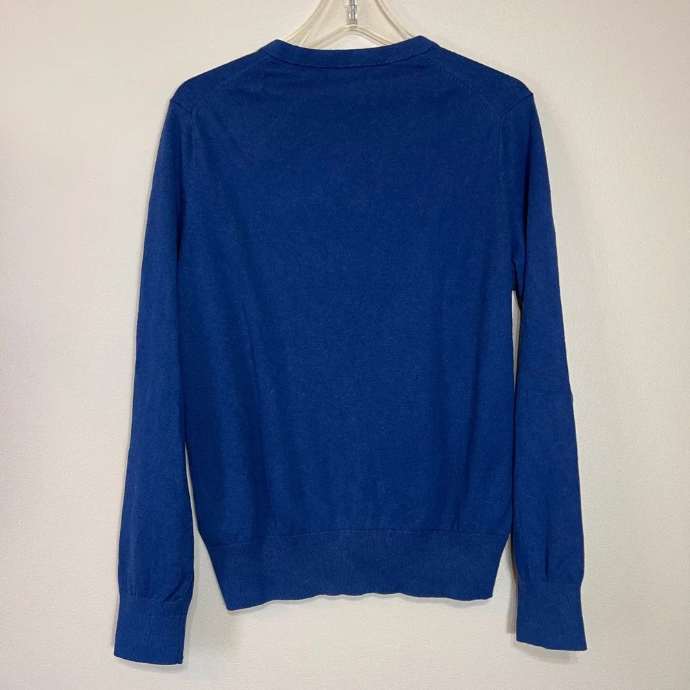 Banana Republic Luxury Blend V Neck Sweater Mens M Blue Silk Cashmere Cotton